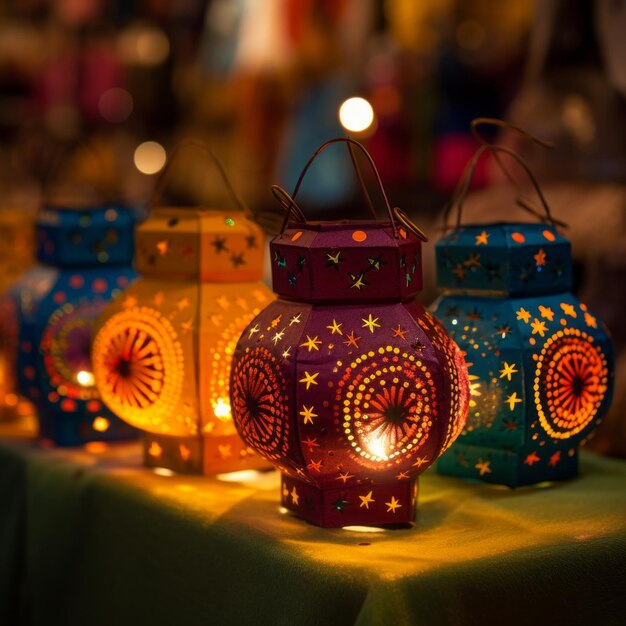 Kleurrijke lantaarns op de nachtmarkt in Bali, Indonesië