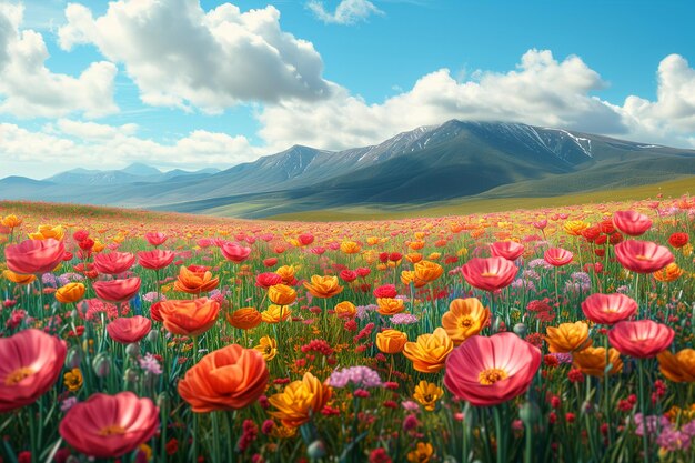 kleurrijke lente bloemen veld