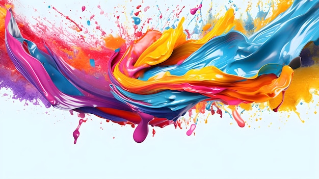 Kleurrijke levendige vloeibare verf splash Abstracte achtergrond met kleurrijke vloeibare regenbooggolf Verbazingwekkende kleurrijke verf mix splash achtergrond Generatieve Ai