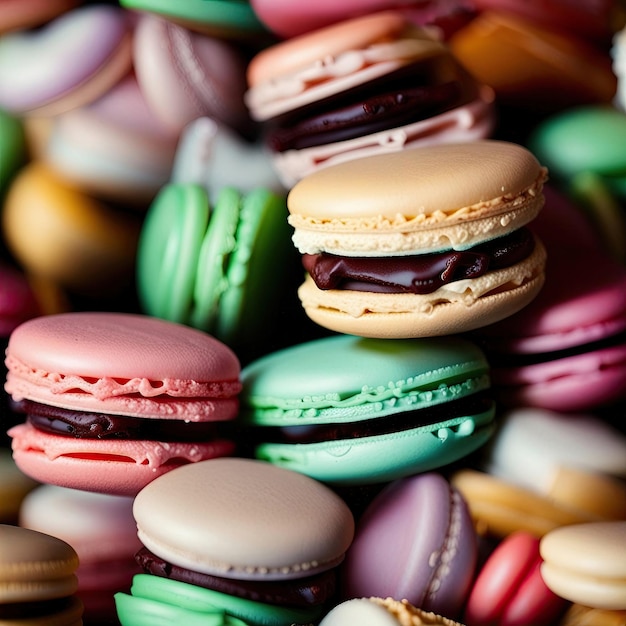 Kleurrijke macarons generatief ai