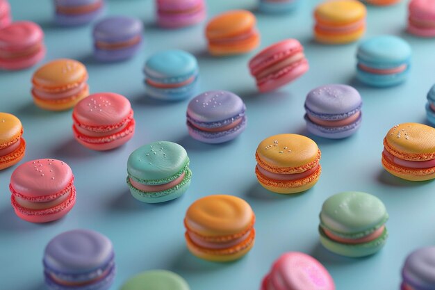 Kleurrijke macarons in een patroon gerangschikt