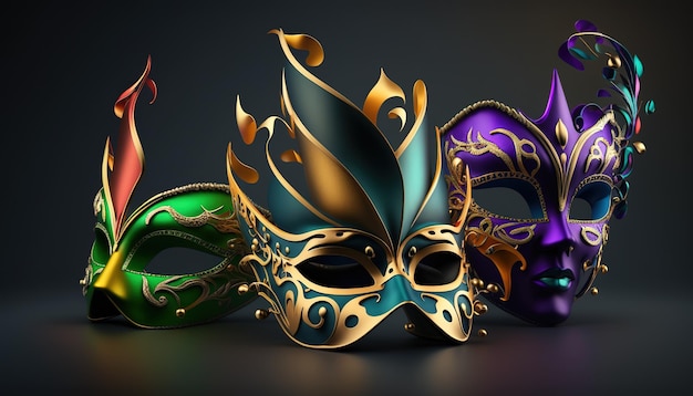 Kleurrijke Mardi gras-maskercollectie Mooi met ontwerp voor carnaval in Brazilië Gelukkig carnaval Brazilië Zuid-Amerika Carnaval AI