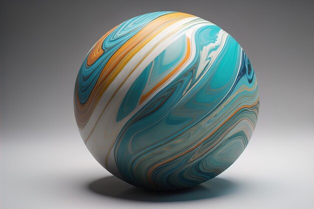 Kleurrijke marmeren bal op een vaste achtergrond Closeup ai generative