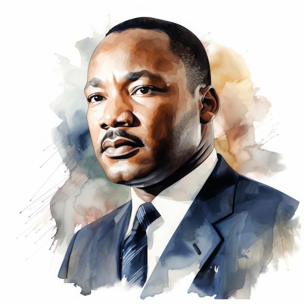 Kleurrijke met de hand getekende aquarel illustratie van een Martin Luther King Jr.