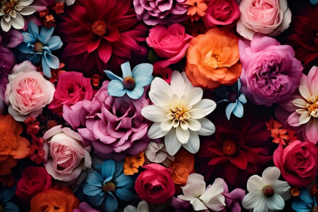 Kleurrijke mooie bloemen achtergrond generatieve AI