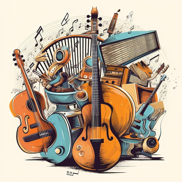 Kleurrijke muziekinstrumenten illustratie