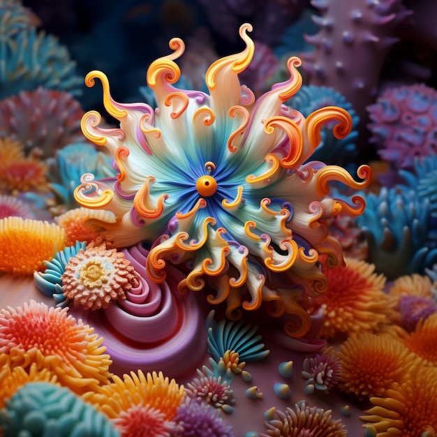 Kleurrijke naaktslak zweeft te midden van levendig koraal