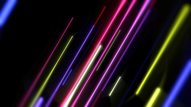 Kleurrijke neon lijnen abstracte achtergrond. Elegante en luxe dynamische clubstijl, 3D-afbeelding