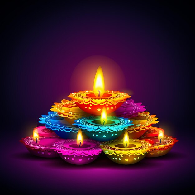 Kleurrijke olielamp op donkere achtergrond Happy Diwali Wallpaper