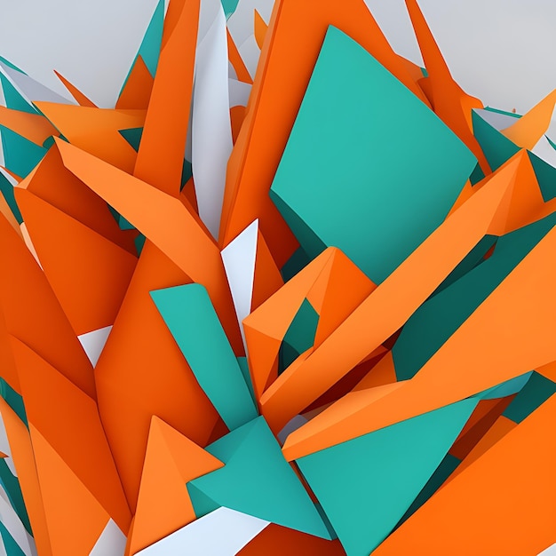 Kleurrijke oranje blauwgroene en witte kleuren lowpoly abstracte achtergrond AI gegenereerd