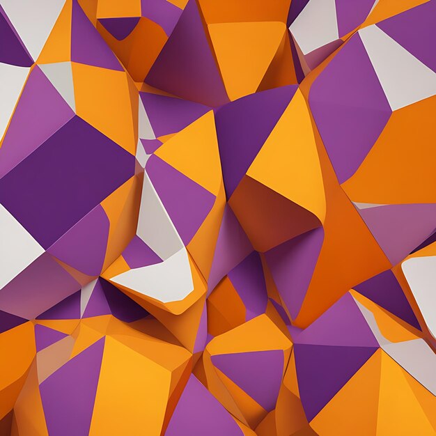 Kleurrijke oranje geel paars en wit kleuren lowpoly abstracte achtergrond AI gegenereerd