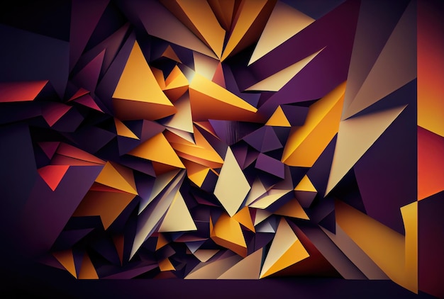 Kleurrijke oranjegele paarse en witte kleuren lowpoly abstracte achtergrond van geometrische vorm Generatieve AI