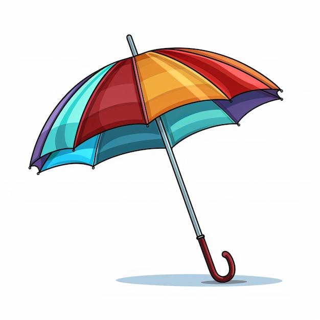 Kleurrijke paraplu Cartoon Vector Bold kleuren Sterke lijnen Rainbowcore