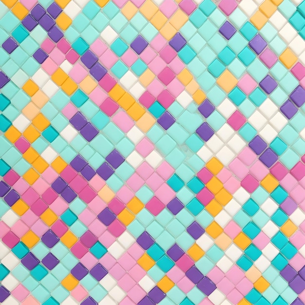 Kleurrijke pastelkleurige levendige kleuren en mozaïektegels met verschillende geometrische vormen gegenereerd door Ai