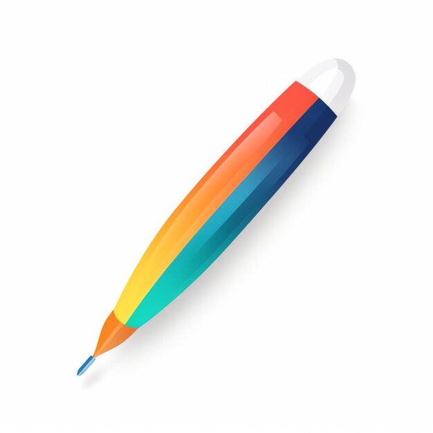 Kleurrijke Pen Icon Vector met Realistische Impressionistische Kleuren