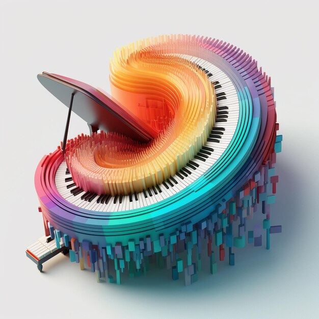 kleurrijke piano-illustratie