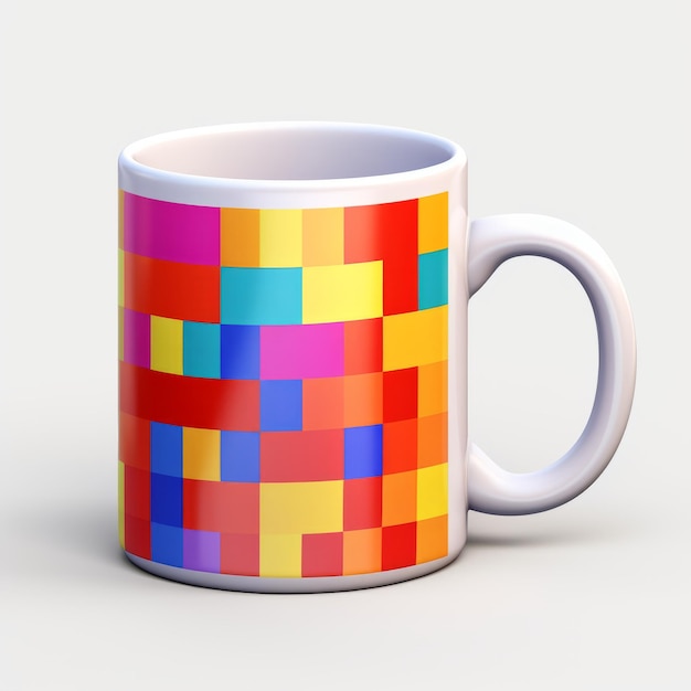 Kleurrijke Pixel Art Mug met Canvas Texture Emphasis