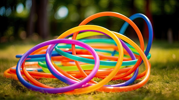 Foto kleurrijke plastic hula hoop