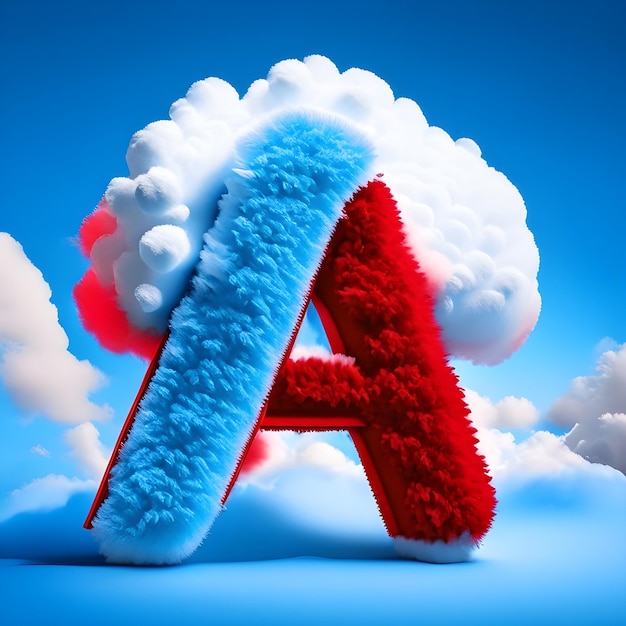 Foto kleurrijke pluizige 3d-letter a