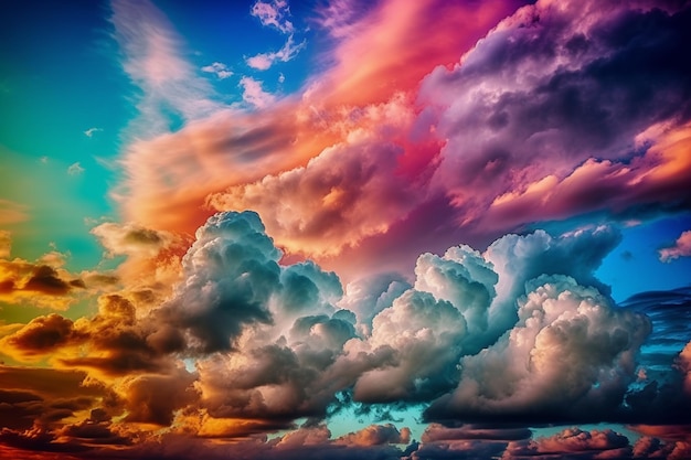 Foto kleurrijke pluizige wolken