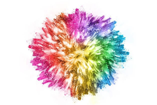 kleurrijke poederexplosie op witte achtergrond