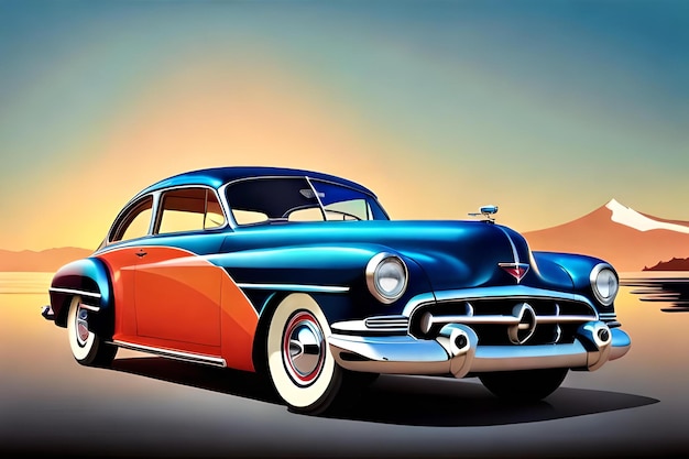 Kleurrijke poster van vintage klassieke auto