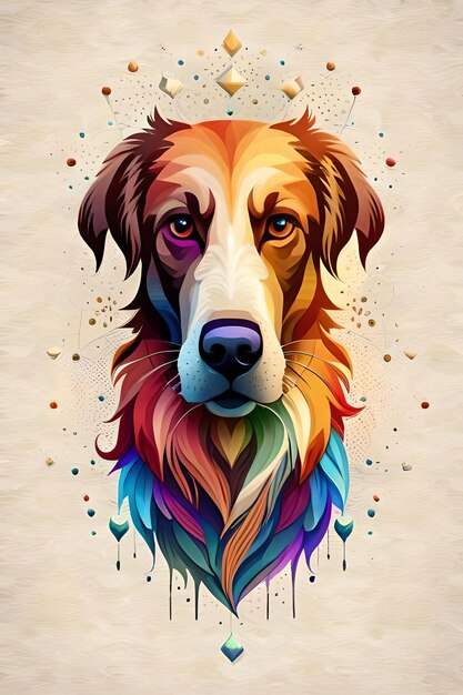 Kleurrijke psychedelische 3d kunst van hond