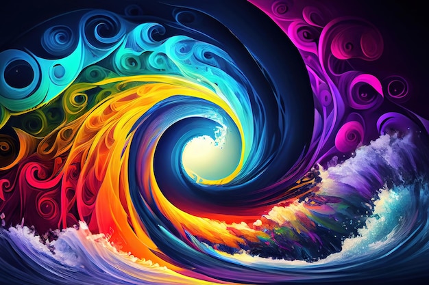 Kleurrijke Psychic Waves wellness kalmerend spiritueel concept Generatieve Ai