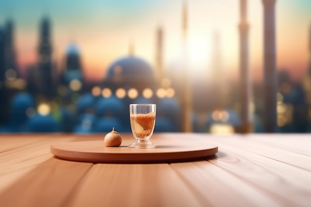 Kleurrijke ramadan achtergrond met moskee Generatieve AI