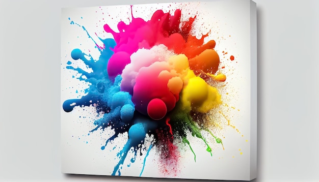 Foto kleurrijke regenboog holi verf kleur poeder explosie witte achtergrond scenev2