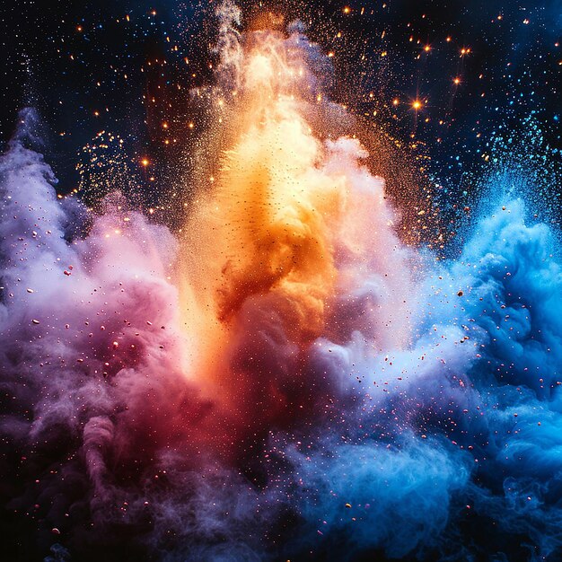 Kleurrijke regenboog holi verf kleur poeder explosie