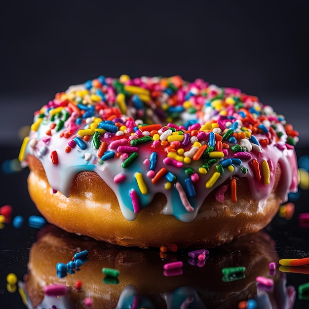 Kleurrijke regenboogdonut met hagelslag Een heerlijke traktatie voor elke gelegenheid