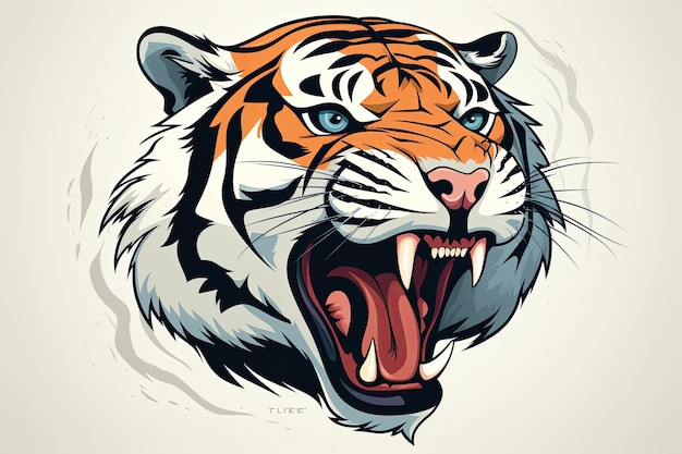 Kleurrijke Roaring Tiger hoofd mascotte logo kunst illustratie achtergrond