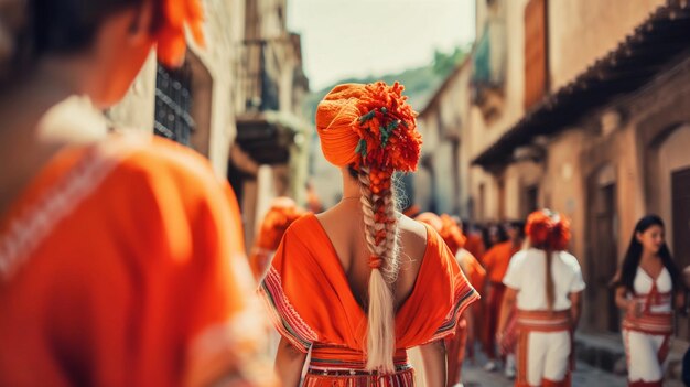 Foto kleurrijke rokken wapperen tijdens traditioneel mexicaans dansen generative ai