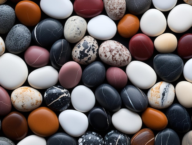 Kleurrijke ronde gladde kiezels steenpatroon textuur Generatieve AI