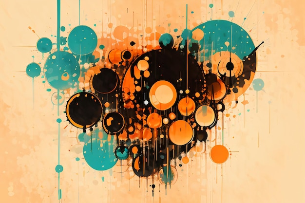 Kleurrijke ronde vorm stapel abstracte splash inkt effect behang achtergrond illustratie