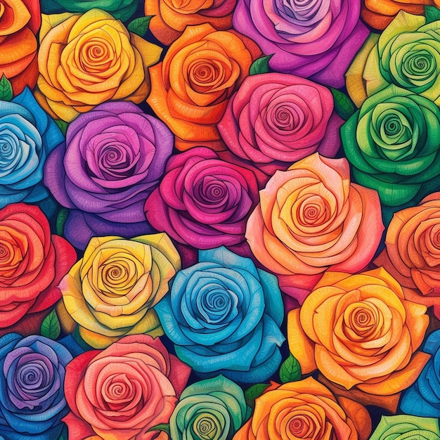 Kleurrijke rozen kunst aan de muur - digitale kunst - kleurrijke rozen kunst aan de muur door de print studio