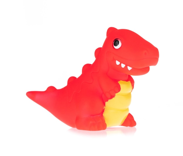 kleurrijke rubberen poppen dinosaurus geïsoleerd op een witte achtergrond.