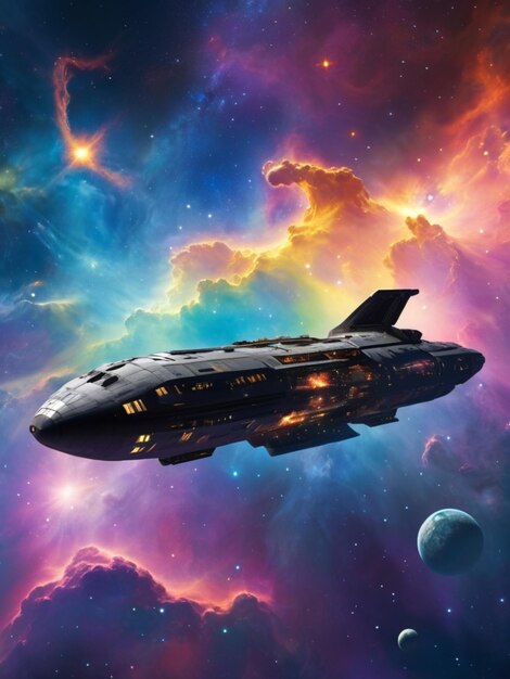 kleurrijke ruimteschip achtergrond