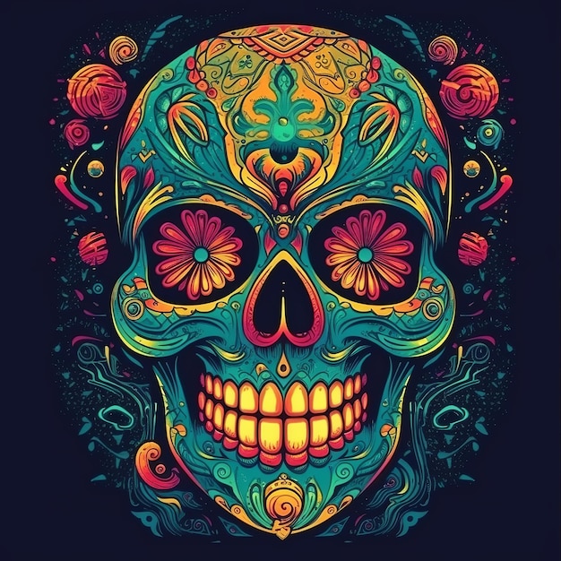 Kleurrijke schedel voor Cinco de Mayo en Day of the Dead