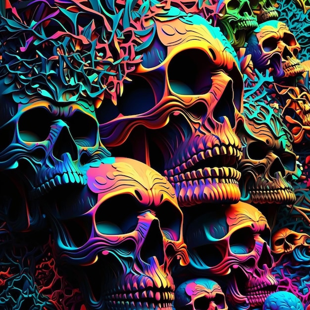 Kleurrijke schedels wallpapers die high definition zijn