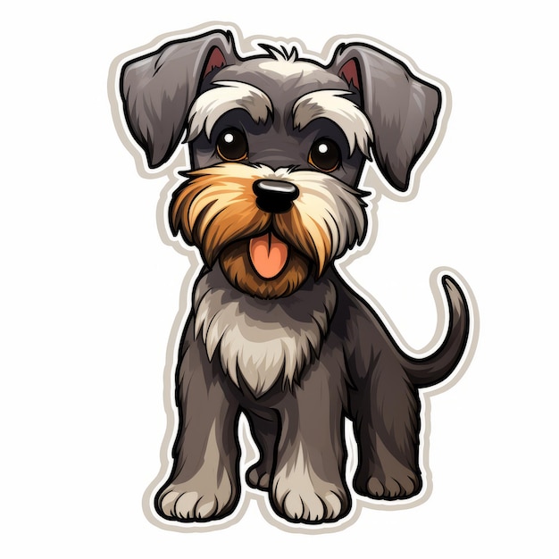 Kleurrijke Schnauzer-hondsticker Gedetailleerde cartoonstijl voor Creative Commons-toeschrijving