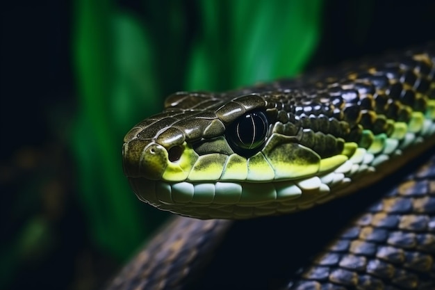 Kleurrijke slang python cobra adder bos verborgen wachten op prooi regenwoud jungle ongerepte natuur