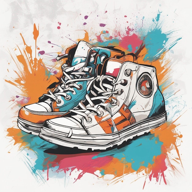 Foto kleurrijke sneakers t-shirt ontwerp