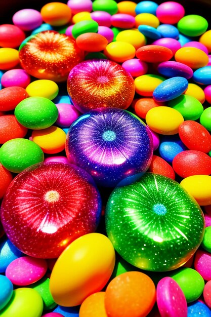 Foto kleurrijke snoep jelly bonen regenboog snoep snacks heerlijke snacks wallpaper achtergrond