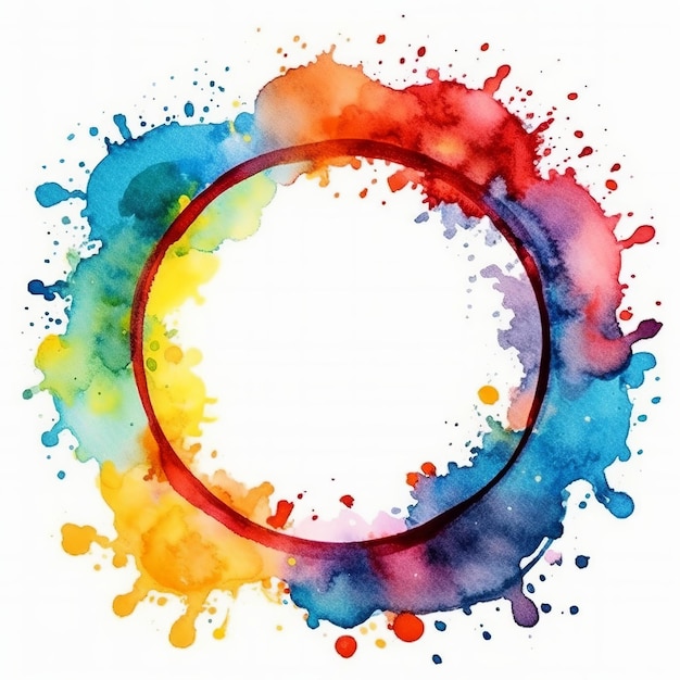 Foto kleurrijke spatten ronde banner met regenboogkleuren generatieve ai