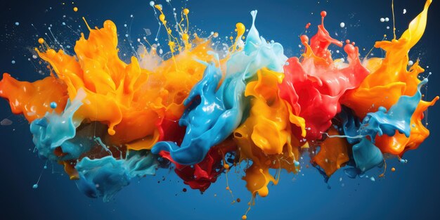kleurrijke splashes van verf geometrische abstracte kunst AI Generatieve