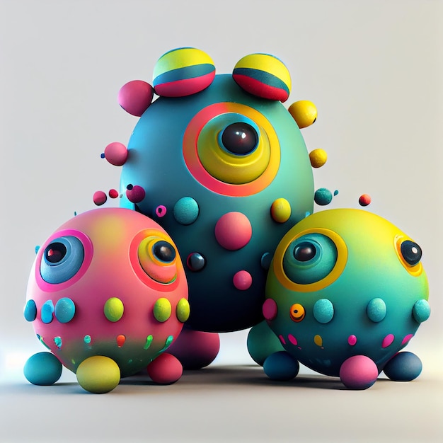Kleurrijke Stapelen Leuke Eivormige Monster Illustratie