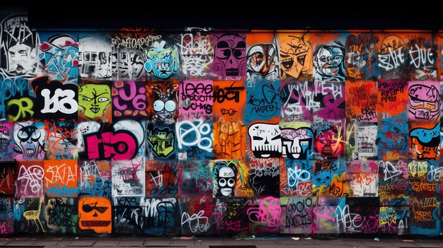 Kleurrijke stedelijke graffiti-kunst met levendige portretten van vrouwen op een muur