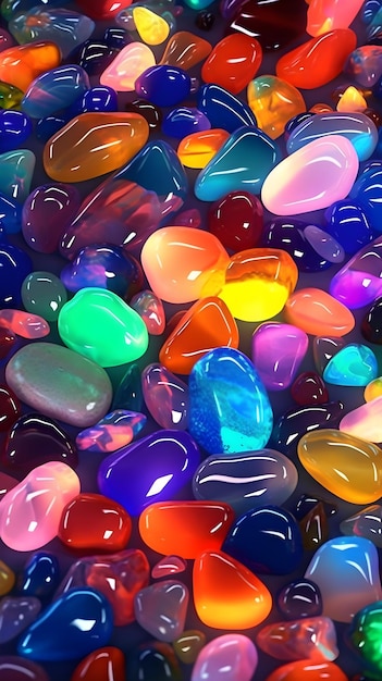 Kleurrijke stenen op een stapel.